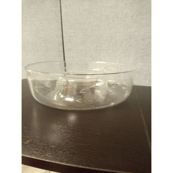Princess House Vintage Clear Dining Crystal/Glass Chip and Dip Bowl with Etched - Picture 7 of 10